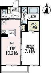 鎌倉市長谷2丁目アパート 1LDKの間取図画像