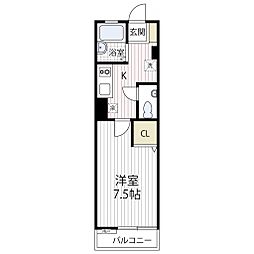 ヴェーラ赤坂 1Kの間取図画像