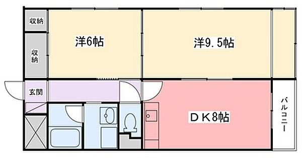 広畑中村コーポ 304｜兵庫県姫路市広畑区小坂(賃貸マンション2LDK・3階・53.74㎡)の写真 その2