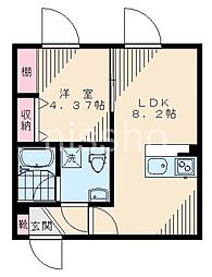 ８０４３−Ｒｅａｆ西荻北 3階1LDKの間取り