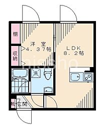 ８０４３−Ｒｅａｆ西荻北 4階1LDKの間取り