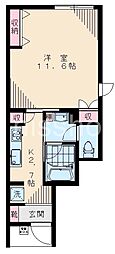 8083-家政ハイツ八番館 1Kの間取図画像