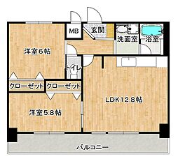 エルミタージュ難波南6 2LDKの間取図画像