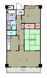 難波ノーブルM・U 2LDKの間取図画像