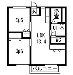 メゾン白国2号 2LDKの間取図画像