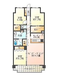 ローレルコート姫路大手前通り 3LDKの間取図画像