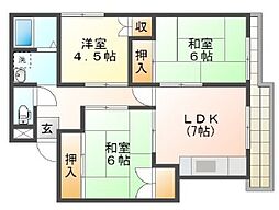 グランドハイツ 3DKの間取図画像
