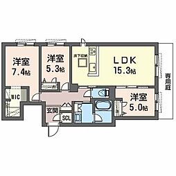 オカバ姫路網干シャーメゾン 2LDKの間取図画像