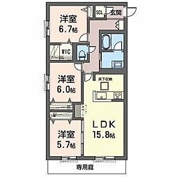 オカバ姫路青山シャーメゾンB 3LDKの間取図画像