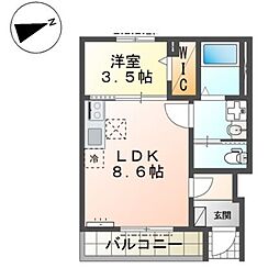 アヴェリア 1LDKの間取図画像