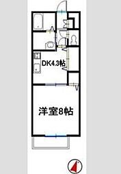 プランドール砥堀 1DKの間取図画像