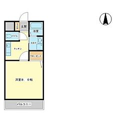 メゾンハピネス 1Kの間取図画像