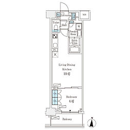 フロンティアレジデンス錦糸公園 4階1LDKの間取り