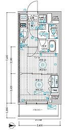 都営新宿線 大島駅 徒歩5分の賃貸マンション 2階1Kの間取り
