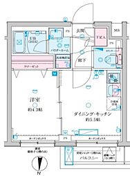 ジェノヴィア京成立石V 1階1DKの間取り