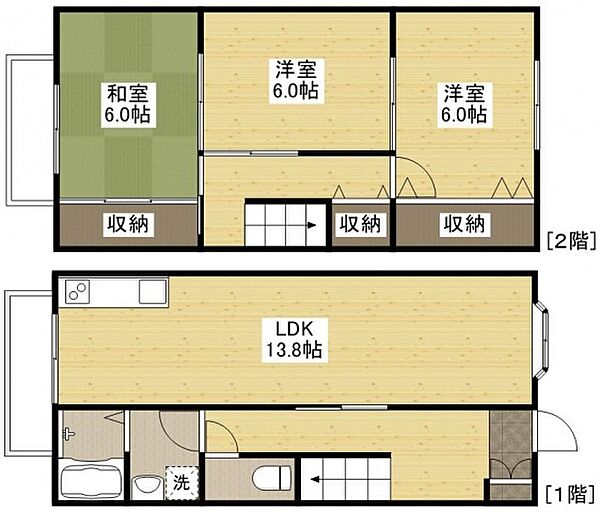 広島県広島市安佐南区東原２丁目(賃貸タウンハウス3LDK・2階・75.20㎡)の写真 その2