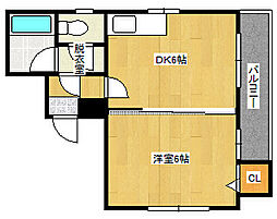 広島電鉄8系統 寺町駅 徒歩4分の賃貸マンション 3階1DKの間取り