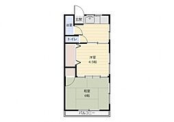 JR可部線 大町駅 徒歩5分の賃貸アパート 1階2Kの間取り