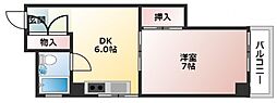 広島電鉄8系統 寺町駅 徒歩3分の賃貸マンション 2階1DKの間取り