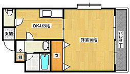 広島電鉄1系統 宇品2丁目駅 徒歩1分の賃貸マンション 3階1DKの間取り