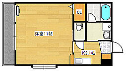 広島電鉄8系統 舟入川口町駅 徒歩8分の賃貸マンション 6階1Kの間取り