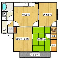 広島高速交通アストラムライン 安東駅 徒歩6分の賃貸アパート 2階3DKの間取り