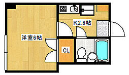 広島電鉄5系統 皆実町二丁目駅 徒歩2分の賃貸マンション 2階1Kの間取り