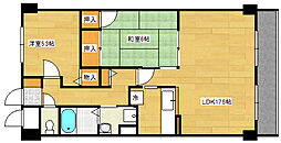 広島電鉄宮島線 古江駅 徒歩13分の賃貸マンション 6階2LDKの間取り