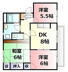 JR芸備線 安芸矢口駅 徒歩17分の賃貸アパート 2階3DKの間取り