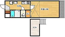 広島電鉄宮島線 古江駅 徒歩8分の賃貸マンション 3階1Kの間取り