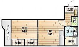 広島電鉄8系統 舟入南駅 徒歩15分の賃貸マンション 3階1LDKの間取り