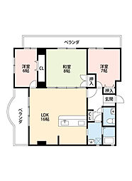 広島電鉄2系統 観音町駅 徒歩2分の賃貸マンション 4階3LDKの間取り