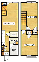 広島高速交通アストラムライン 大塚駅 徒歩18分の賃貸アパート 1階2LDKの間取り