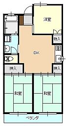 広島高速交通アストラムライン 不動院前駅 徒歩2分の賃貸マンション 2階3DKの間取り