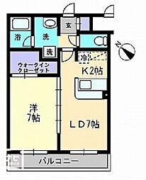 広島高速交通アストラムライン 大原駅 徒歩8分の賃貸アパート 2階1LDKの間取り