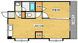 JR山陽本線 向洋駅 徒歩20分の賃貸マンション 4階1LDKの間取り