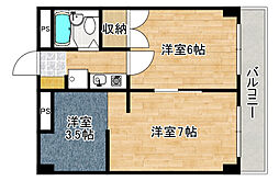 広島電鉄宮島線 古江駅 徒歩11分の賃貸マンション 2階3Kの間取り