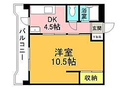 JR呉線 天神川駅 徒歩14分の賃貸マンション 3階1DKの間取り