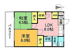 JR可部線 安芸長束駅 徒歩8分の賃貸アパート 2階2DKの間取り