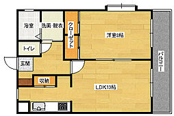 広島高速交通アストラムライン 牛田駅 徒歩18分の賃貸マンション 2階1LDKの間取り