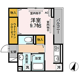 広島電鉄5系統 比治山下駅 徒歩8分の賃貸アパート 1階ワンルームの間取り