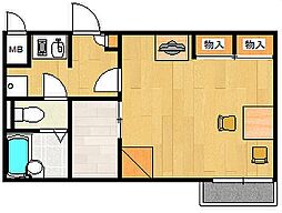 広島電鉄宮島線 古江駅 徒歩6分の賃貸アパート 1階1Kの間取り