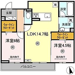 広島高速交通アストラムライン 毘沙門台駅 徒歩4分の賃貸アパート 2階2LDKの間取り