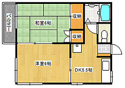 JR可部線 大町駅 徒歩7分の賃貸アパート 2階2DKの間取り