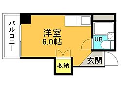 広島電鉄2系統 本川町駅 徒歩4分の賃貸マンション 4階ワンルームの間取り