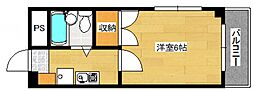 広島電鉄8系統 舟入幸町駅 徒歩3分の賃貸マンション 6階1Kの間取り