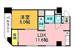 広島電鉄8系統 寺町駅 徒歩5分の賃貸マンション 3階1LDKの間取り