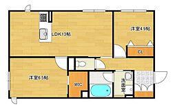 広島高速交通アストラムライン 中筋駅 徒歩12分の賃貸アパート 2階2LDKの間取り