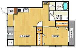 JR芸備線 矢賀駅 徒歩17分の賃貸マンション 1階1LDKの間取り