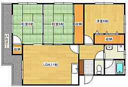 広島高速交通アストラムライン 中筋駅 徒歩8分の賃貸マンション 2階3LDKの間取り